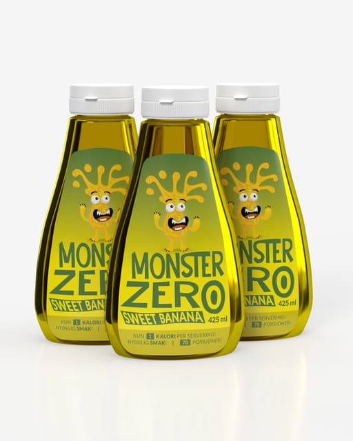 3x Monster Zero Calorie Syrup – Sweet Banana 425ml – TREPAKNING!