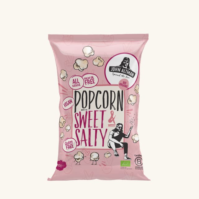 Popcornsøtt og salt, 90 g, økologisk
